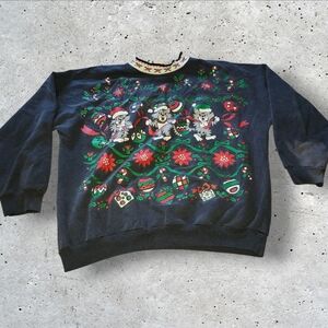 Vintage american Weekend Cat Christmas Sweater